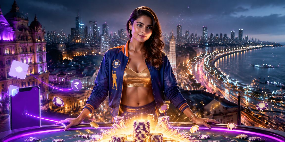 Bright neon lights in Mumbai city symbolizing online sports betting